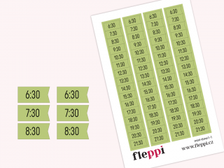 Samolepky Čas - půl Barva samolepek: pastelově zelená