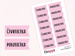 Samolepky Školní - čtvrtletka a pololetka Barva samolepek: pastelově růžová