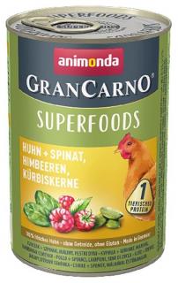 GRANCARNO Superfoods kuře, špenát, maliny, dýňová semínka 400 g - Animonda