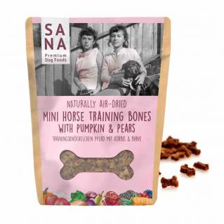 Koňské mini pamlsky s dýní a hruškou 100g - SANA  (Mini Horse Training Bones with Pumpkin and Pears)