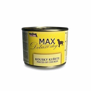 MAX Deluxe Dog Kousky kuřete 200g - Sokol Falco  (Ručně plněná 100% masová konzerva)
