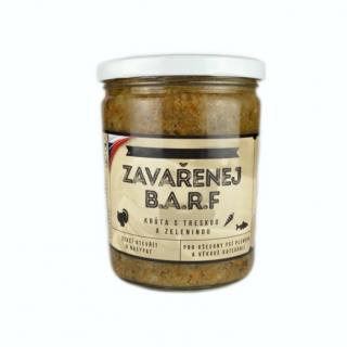 Zavařenej BARF - Krůta s treskou, rýží a zeleninou 375g - Do psí misky