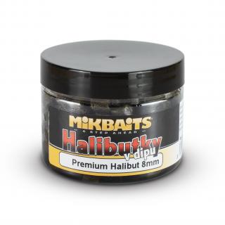 Mikbaits Halibutky v dipu  Kód na slevu 10%: SLEVA10 Objem: 150 ml, Průměr: 8 mm, Příchuť: Premium Halibut