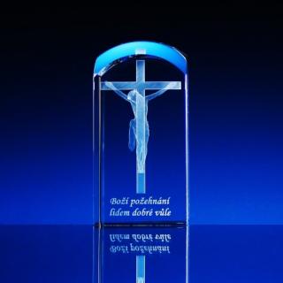 3D Laserovaná fotografie - Těžítko - Ježíš na kříži 100x50x50 mm (M311a2) (Včetně laseru a grafické přípravy)