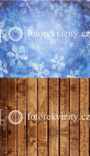 Spojené fotopozadí s fotopodlahou  dřevěná podlaha a sněhové vločky -