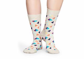 Béžové ponožky Happy Socks s barevnými pyramidami (PYR01-1000) Velikost ponožek: 36-40