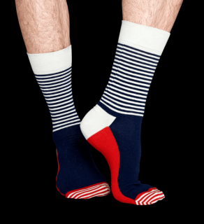 HALF STRIPE SOCK BWR barevné ponožky Happy Socks