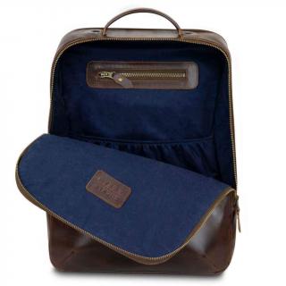 Kožený batoh Leon Buckle & Seam - hnědý Barva: Modrá