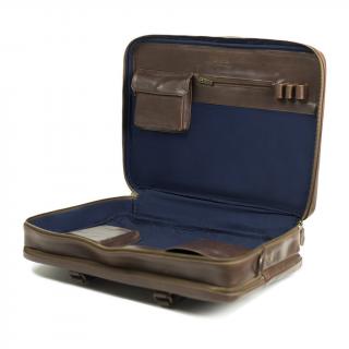 Kožený XL briefcase Albert Buckle & Seam - hnědá Barva: Modrá