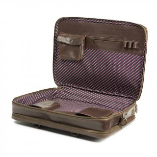 Kožený XL briefcase Albert Buckle & Seam - hnědá Barva: Pruhy