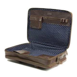 Kožený XL briefcase Albert Buckle & Seam - hnědá Barva: Tečky