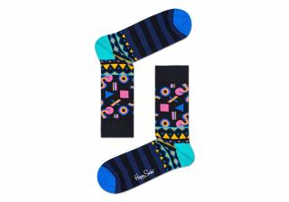 Modré ponožky Happy Socks srůznými barevnými motivy, vzor Mix (MIM01-9000) Velikost ponožek: 36-40
