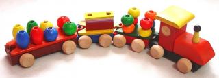 Dřevěná hračka barevný nákladní vlak Ceeda