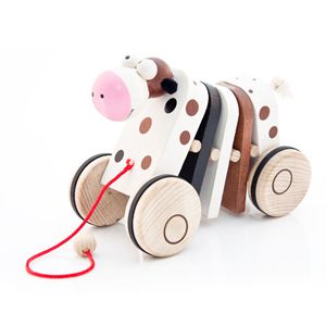 Dřevěná klapací tahací hračka kráva Ceeda