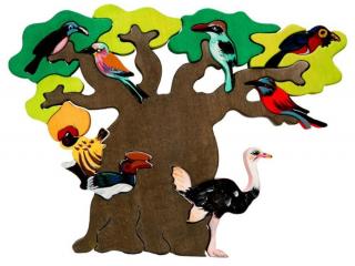 Dřevěné vkládací puzzle didaktické ptáci Afrika Ceeda
