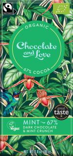 Hořká čokoláda s mátou a křupinkami BIO Chocolate and Love