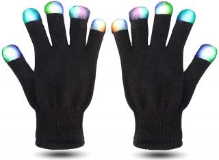 LED Svítící rukavice Černé