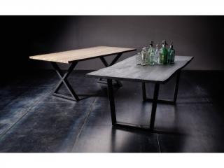 Jídelní stůl Calabria podnož X antik Rozměr: doska akácie šedá, 2,5 cm 180 x 90