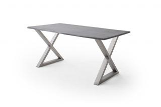 Jídelní stůl Calabria podnož X ocel Rozměr: doska akácie šedá, 2,5 cm 160 x 90