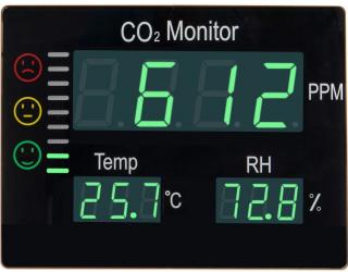Detektor CO2+teplota+vlhkost s alarmem CO2-2008