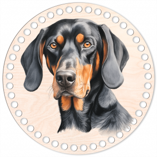 20 - Black and Tan Coonhound - Víko na háčkovaný košík 20cm