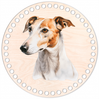 53 - Greyhound - Víko na háčkovaný košík 20cm