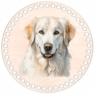 68 - Kuvasz - Víko na háčkovaný košík 20cm
