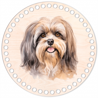 73 - Lhasa Apso - Víko na háčkovaný košík 20cm