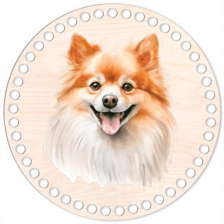 83 - Pomeranian - Víko na háčkovaný košík 20cm