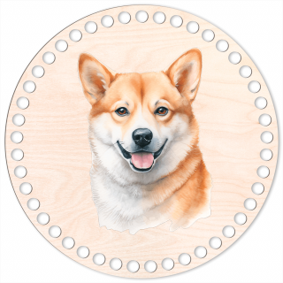 93 - Shiba Inu - Víko na háčkovaný košík 20cm