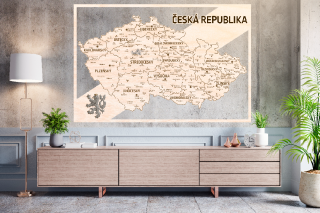 Dřevěný obraz Mapa České Republiky 150x100 cm - vlastní LOGO