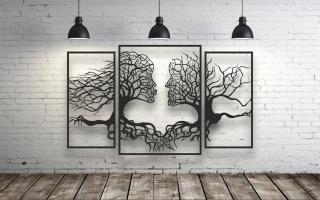 Dřevěný obraz Strom života - 120 cm x 66 cm antracit TOP!