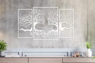 Dřevěný obraz Strom života - 120 cm x 66 cm bílá barva