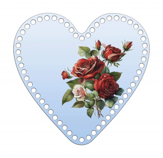 PLEXI transparentní víko na háčkovaný košík - Srdce 25cm, Rudé růže
