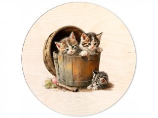 Víko na košík 20cm - Koťata Provedení: Plné víko s dírkou na knopku