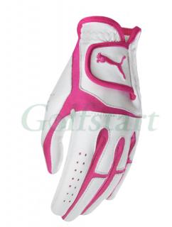 Puma Flexlite dámská kožená golfová rukavice bílo/růžová Levá S