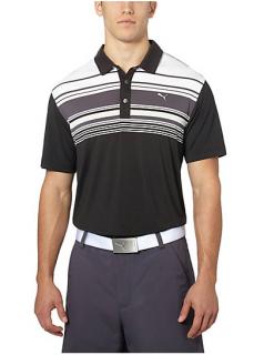 Puma Key Stripe pánské golfové tričko černé s pruhy S
