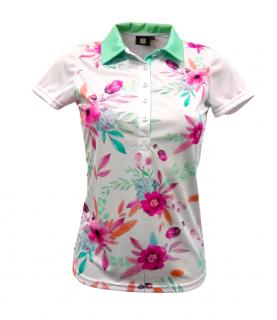Tony Trevis dámské golfové tričko s květy mentolový límeček S