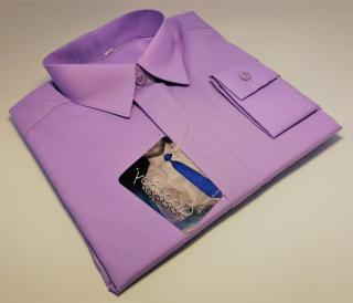 Chlapecká košile s dlouhým rukávem fialová SLIM (dětská chlapecká košile)