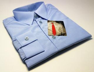 Chlapecká košile s dlouhým rukávem modrá s proužkem SLIM FIT (dětská chlapecká košile)