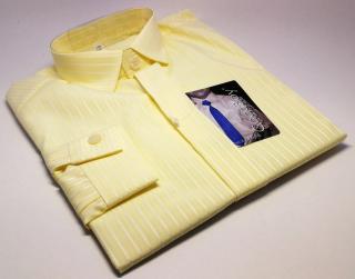 Chlapecká košile s dlouhým rukávem žlutá s proužkem (dětská chlapecká košile)