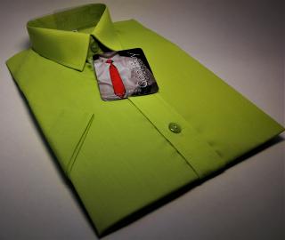 Chlapecká košile s krátkým rukávem ostrá zelená (dětská chlapecká košile )