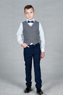 Chlapecká vesta modrá v.110-158 (chlapecká saténová vesta s kravatou)