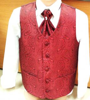 Chlapecká vesta s kravatou bordó v.110-158 (chlapecká saténová vesta s kravatou)