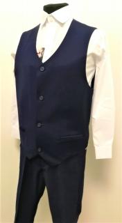Chlapecké kalhoty s vestou tmavě modré LUX (chlapecké společenské kalhoty oblekové s vestou)