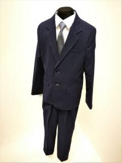 Chlapecký oblek modrý vzorek SLIM (chlapecký společenský oblek)