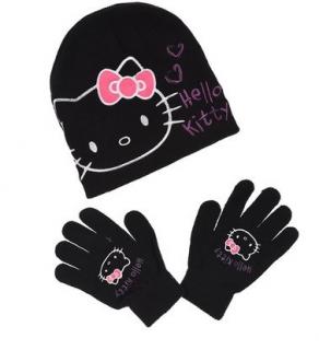 Čepice a rukavice Hello Kitty - černá (TOP CENA!)