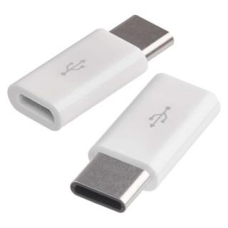 Adaptér micro USB-B 2.0 / USB-C 2.0, bílý, 2 ks