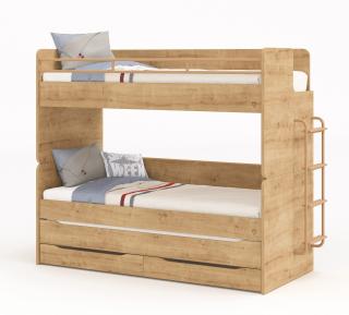 Patrová postel Mocha Studio pro 3 děti 90x200 cm s úložným prostorem (žebřík)