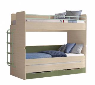 Patrová postel pro 3 děti 90x200 cm s úložným prostorem (žebřík) Montes Natural Studio